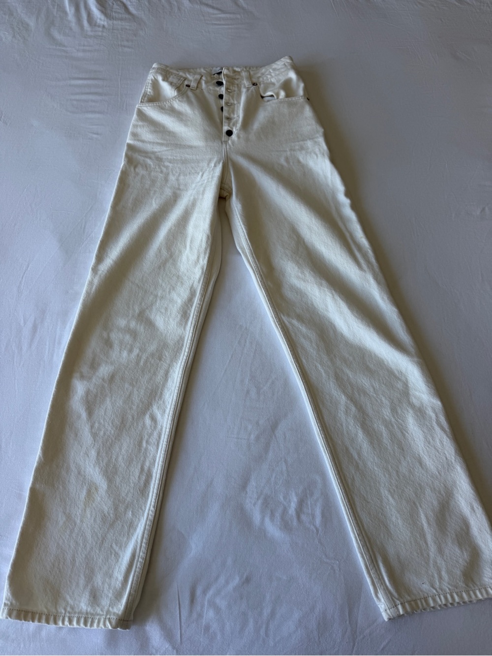 Decade Studio Bonnie Jean High Rise Straight Leg Jeans Size 27 Ecru
